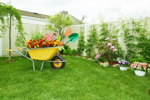 Beautiful landscaped garden in Teddington with structured planting and patio area
